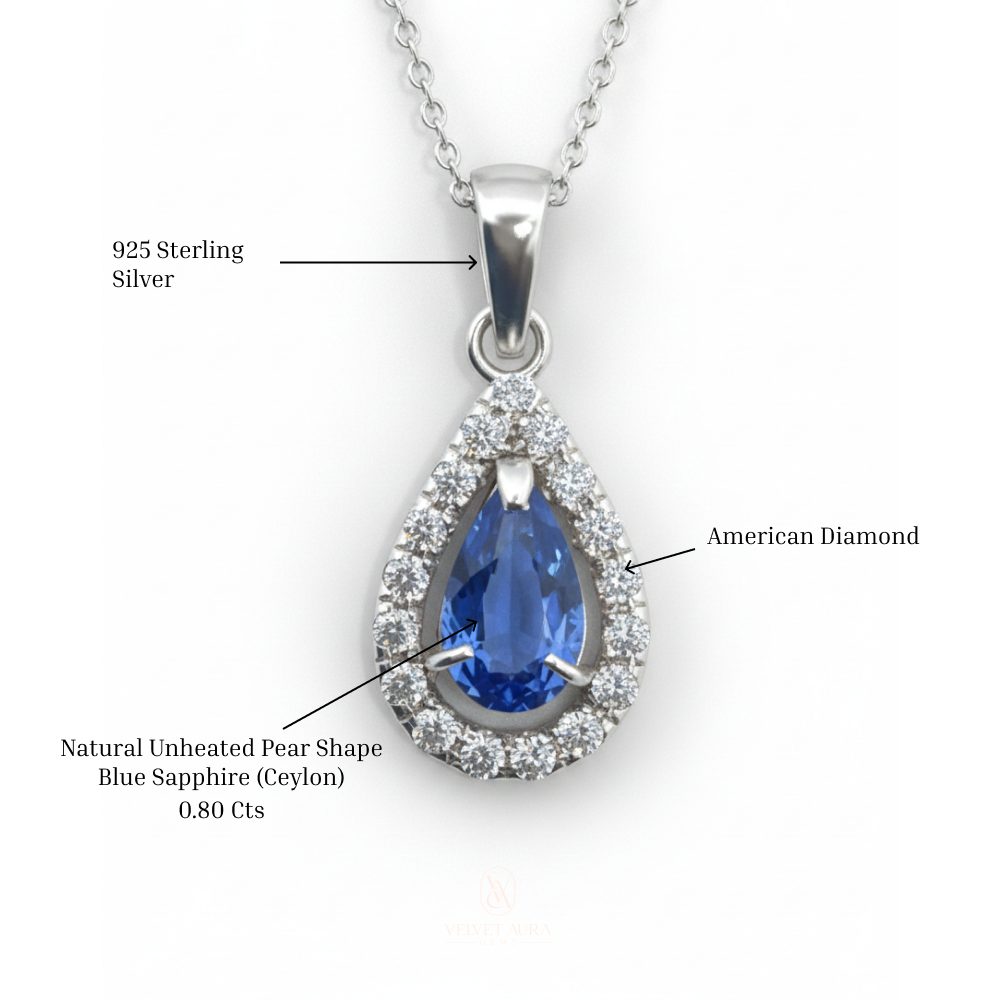 pear shape Blue Sapphire Pendant