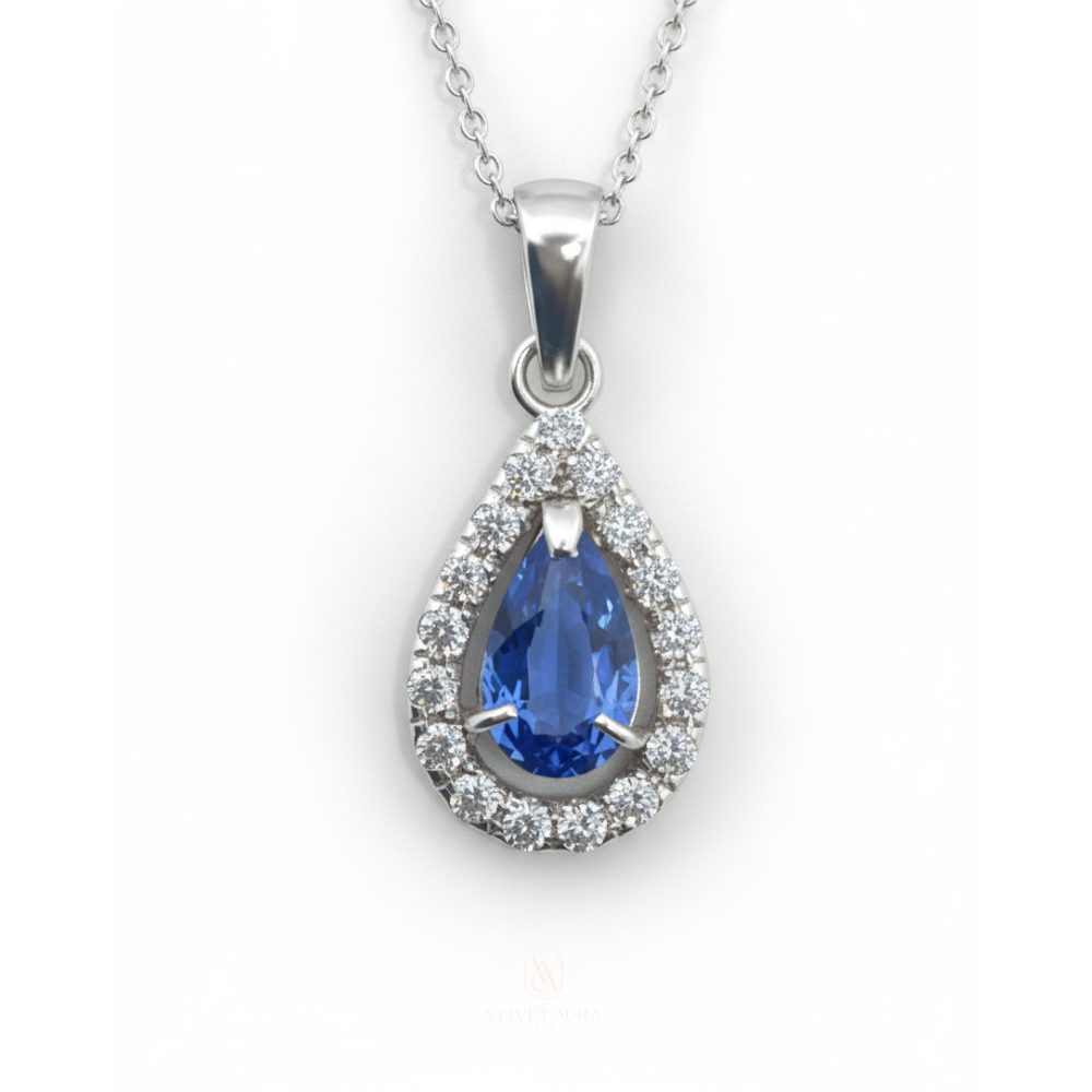pear shape Blue Sapphire Pendant