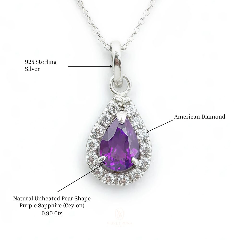 pear shape Purple Sapphire Pendant